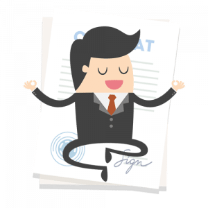 Dirigeant serein devant un contrat signé — support informatique & helpdesk à Caen pour TPE/PME, continuité de service