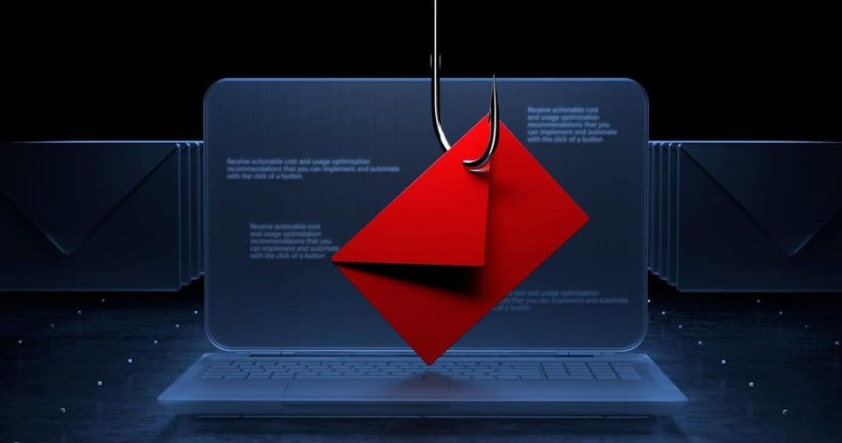 Illustration d'une attaque de phishing par email sur ordinateur - cybersécurité PME Normandie