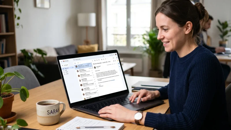 femme entrain de consulter ses e-mails